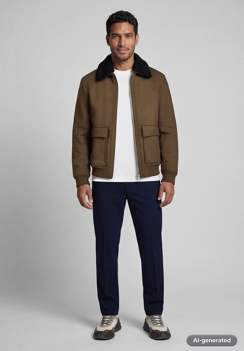 Woll-Mix Blouson mit abnehmbarem Kragen