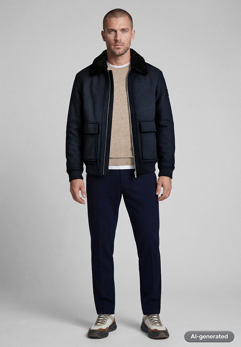 Woll-Mix Blouson mit abnehmbarem Kragen