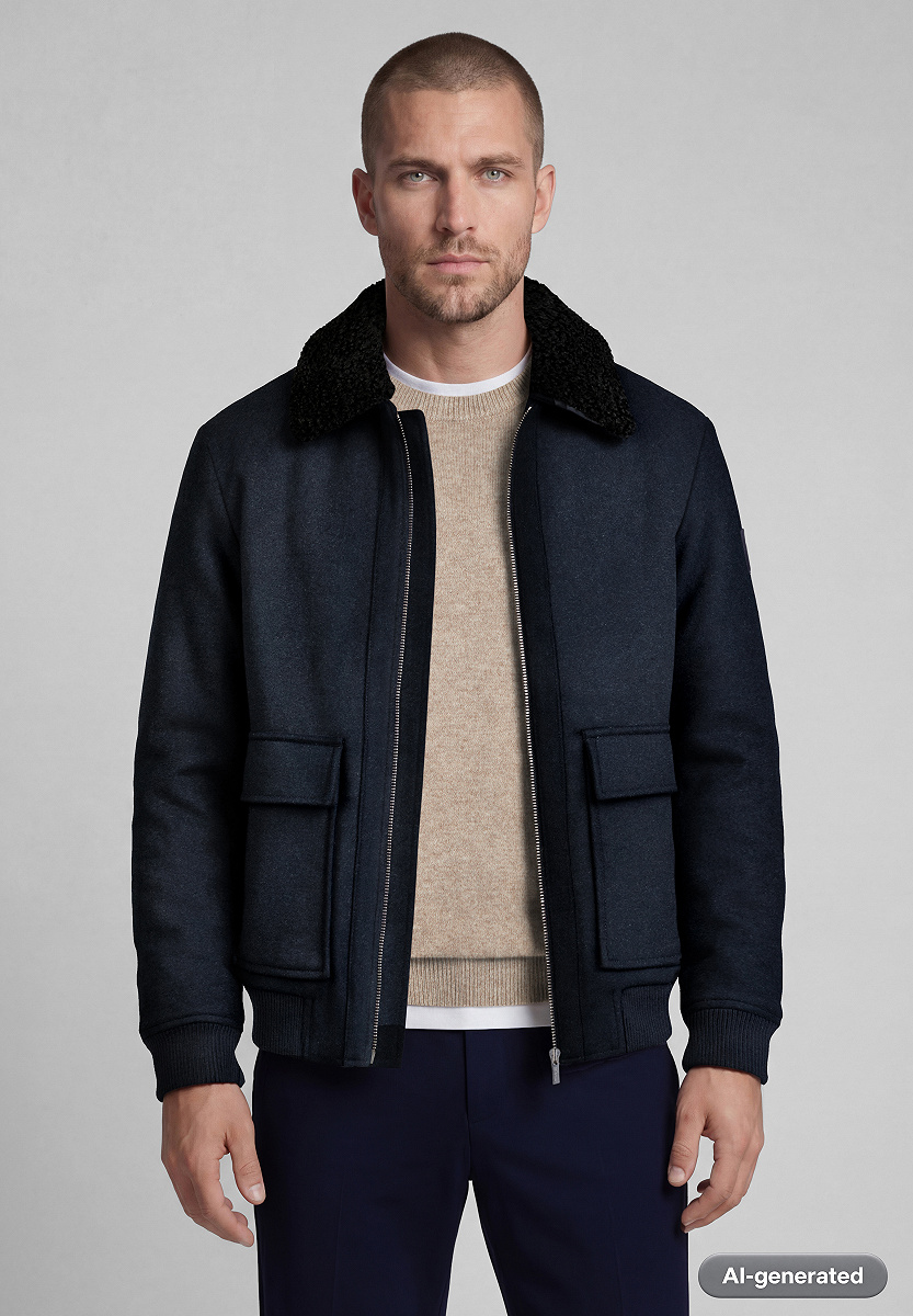Woll-Mix Blouson mit abnehmbarem Kragen