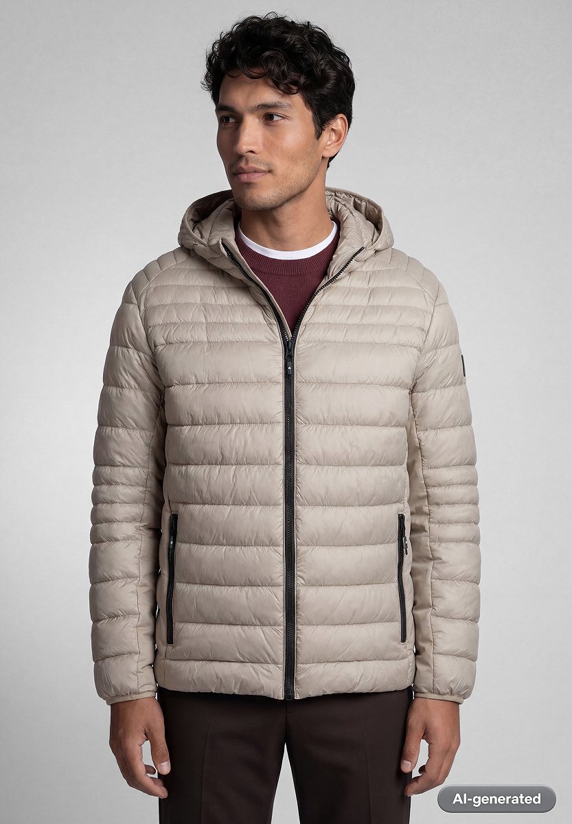Wattierte Material Mix Jacke mit Kapuze
