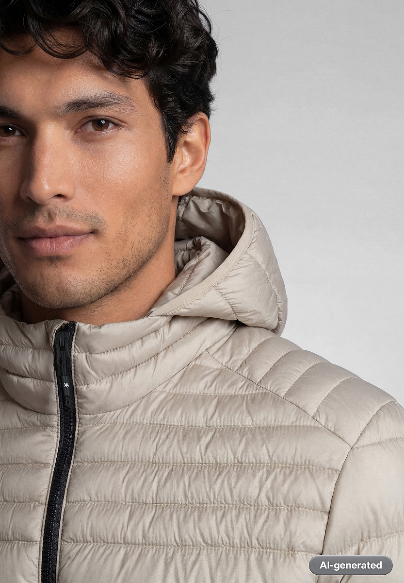 Wattierte Material Mix Jacke mit Kapuze