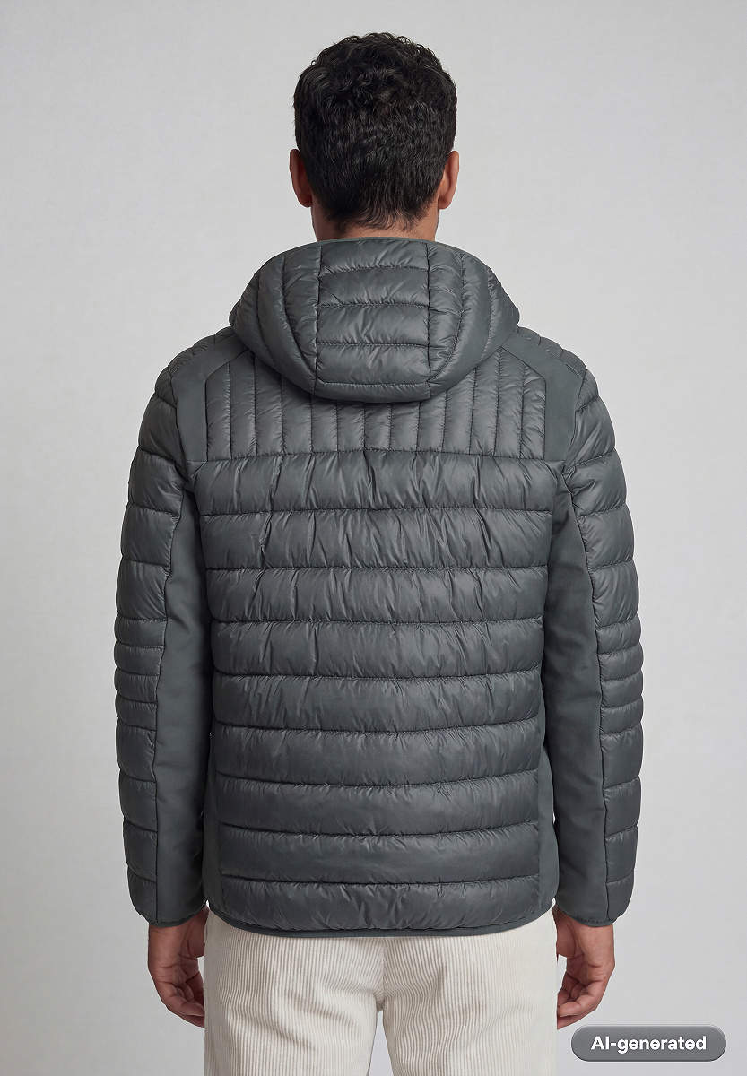 Wattierte Material Mix Jacke mit Kapuze