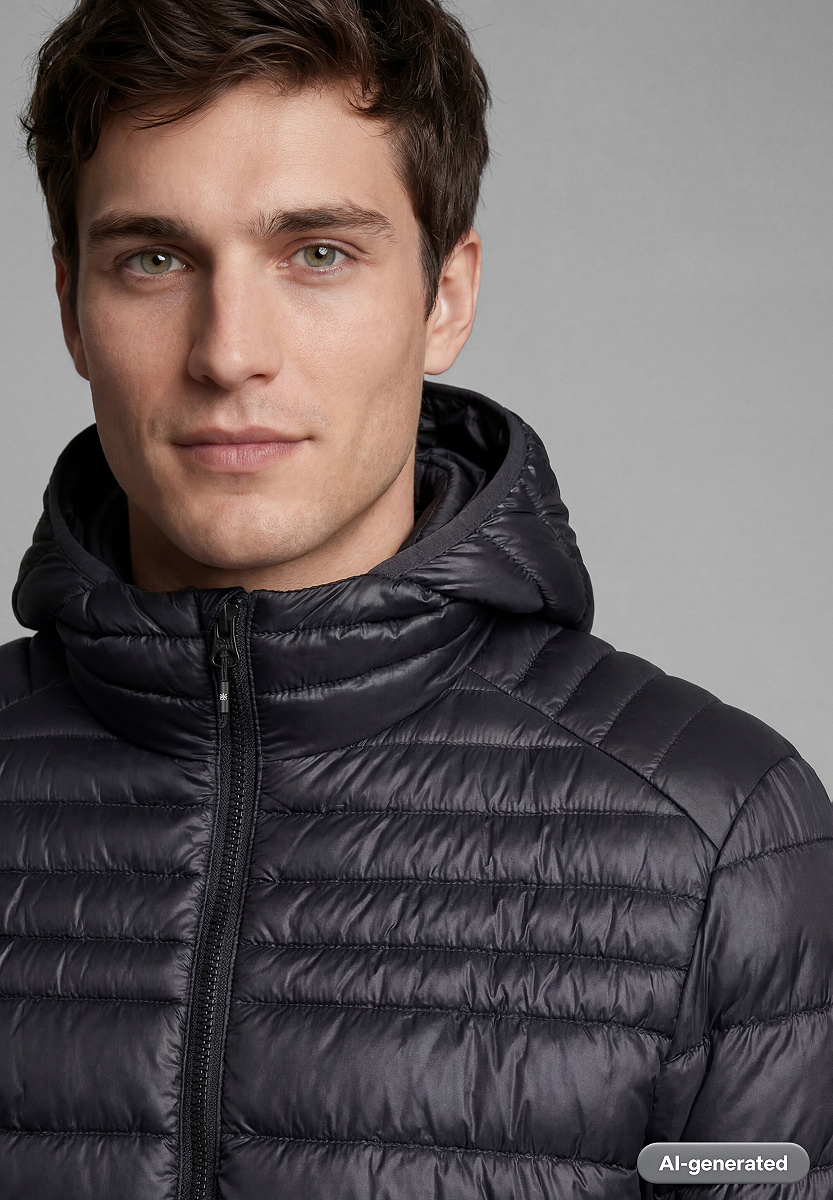 Wattierte Material Mix Jacke mit Kapuze