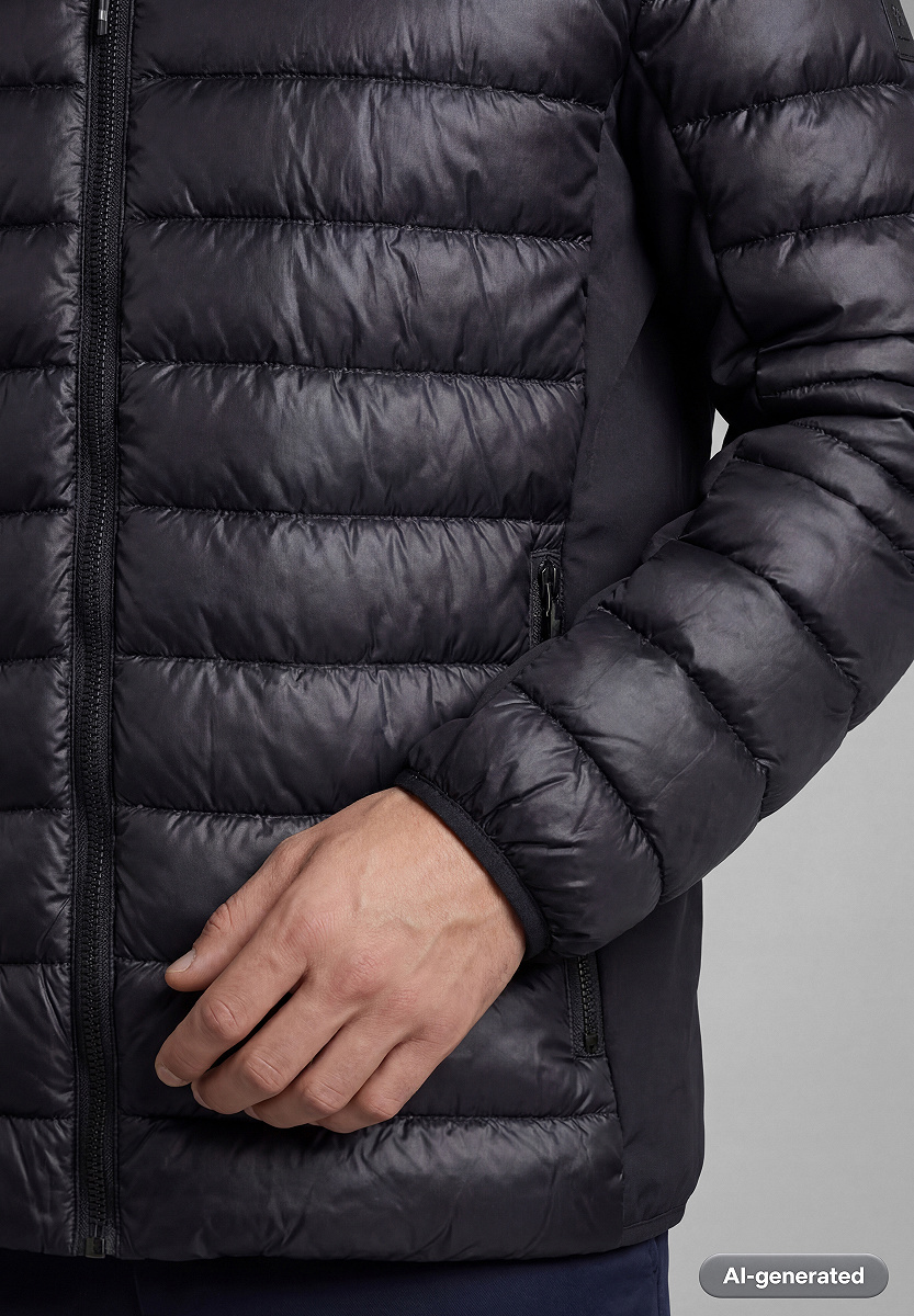 Wattierte Material Mix Jacke mit Kapuze